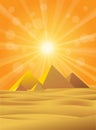 Egypt pyramids at sunlight, vector illustration