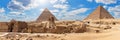 Giza Pyramids and the Sphinx, beautiful Egyptian panorama Royalty Free Stock Photo