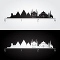 Giza skyline and landmarks silhouette