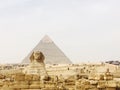 Sphinx and Giza pyramids, Egypt Royalty Free Stock Photo