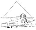 Giza Sphinx with Pyramids sketched Royalty Free Stock Photo
