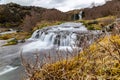 Gjain Canyon landscape with small waterfalls and lush vegetation, Thjorsardalur valley, Iceland, long exposure Royalty Free Stock Photo