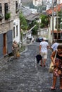 Gjirokaster, Albania, Wednesday 13 September 2023 Old stone city exploration people and beautiful ancient architectures styles