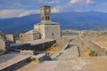 Clock tower at the medieval castle in Gjirokaster in Albania. Royalty Free Stock Photo