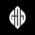 GJJ circle letter logo design with circle and ellipse shape. GJJ ellipse letters with typographic style. The three initials form a