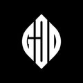 GJO circle letter logo design with circle and ellipse shape. GJO ellipse letters with typographic style. The three initials form a