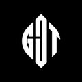 GJT circle letter logo design with circle and ellipse shape. GJT ellipse letters with typographic style. The three initials form a