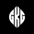GKG circle letter logo design with circle and ellipse shape. GKG ellipse letters with typographic style. The three initials form a