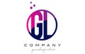 GL G L Circle Letter Logo Design with Purple Dots Bubbles