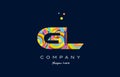 gl g l colorful alphabet letter logo icon template vector