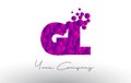 GL G L Dots Letter Logo with Purple Bubbles Texture.