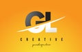 GL G L Letter Modern Logo Design with Yellow Background and Swoosh.