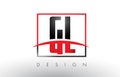 GL G L Logo Letters with Red and Black Colors and Swoosh.