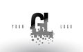 GL G L Pixel Letter Logo with Digital Shattered Black Squares