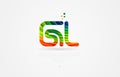 gl g l rainbow colored alphabet letter logo combination