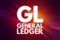 GL - General Ledger acronym, business concept background