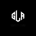GLA letter logo design with polygon shape. GLA polygon and cube shape logo design. GLA hexagon vector logo template white and Royalty Free Stock Photo