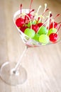 Glace cherries in martini glass Royalty Free Stock Photo