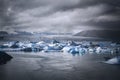 Glacial lagoon with icebergs floating, Iceland