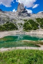 Glacial lake with clear cold water. Lago di Fedaia, Dolomites