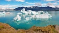 Glacial lake and floating floes