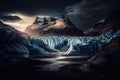 Glacial landscape. Large chunks of blue ice Royalty Free Stock Photo