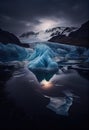 Glacial landscape. Large chunks of blue ice Royalty Free Stock Photo