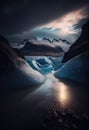 Glacial landscape. Large chunks of blue ice Royalty Free Stock Photo