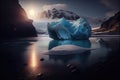 Glacial landscape. Large chunks of blue ice Royalty Free Stock Photo