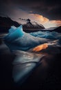 Glacial landscape. Large chunks of blue ice Royalty Free Stock Photo