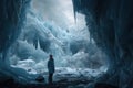 Glacial Majesty: A Cinematic 3D Render of a Woman Amidst Icy Wonder