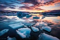 Glacial Majesty: A Princess Avatar's Apocalyptic Sunset Adventure in Iceland's Frozen Wonderland