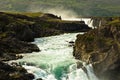 Glacial river with Godafoss waterfall in background, Iceland Royalty Free Stock Photo