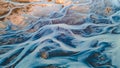 A glacial rivers from above. Aerial photograph of the river streams from Icelandic glaciers. Beautiful art of the Mother nature Royalty Free Stock Photo