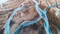 A glacial rivers from above. Aerial photograph of the river streams from Icelandic glaciers. Beautiful art of the Mother nature Royalty Free Stock Photo