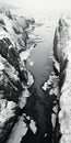Surreal Birds-eye-view: Captivating Black And White Glacier Composition