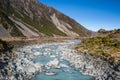 Glacial stream in the Hooker Valley, Aoraki Mount Cook National Park., New Zealand Royalty Free Stock Photo