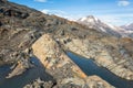 Glacial Striations in newly uncovered rock below melting glacier in Canada Royalty Free Stock Photo