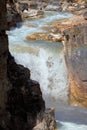 Kootenay National Park, Glacial Water rushing down the Upper Falls of Tokumm Creek into Marble Canyon, British Columbia, Canada Royalty Free Stock Photo