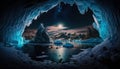Glacial winter landscape. Winter landscape with sea and glacial. generative ai. Royalty Free Stock Photo