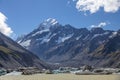 glacier and lake below Mount Cook Aoraki, New Zealand Royalty Free Stock Photo