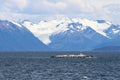 Glaciated mountains near Wulaia Bay, Tierra del Fuego, Chile Royalty Free Stock Photo