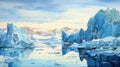 Glacier Of Australia A Stunning Watercolor Painting Of Icebergs In 8k Resolution