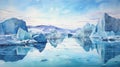 Glacier Of Australia Watercolor Illustration - Captivating Iceberg Landscape Art