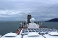 Top of a cruise ship with a view of Glacier Bay on a cloudy morning Royalty Free Stock Photo