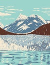 Glacier Bay National Park and Preserve with Tidewater Glaciers Mountains Fjords Located West of Juneau Alaska WPA Poster Art