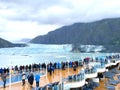 Glacier Bay National Park - 9 1 22 - Tourists viewing the glaciers from the deck of a cruise ship