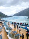 Glacier Bay National Park - 9 1 22 - Tourists viewing the glaciers from the deck of a cruise ship