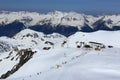 Glacier, Bellecote, Plagne Centre, Winter landscape in the ski resort of La Plagne, France Royalty Free Stock Photo