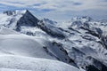 Glacier, Bellecote, Plagne Centre, Winter landscape in the ski resort of La Plagne, France Royalty Free Stock Photo